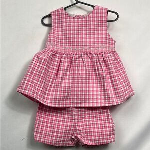 Basic Editions Pink Checkered Baby Outfit with shorts size 3T